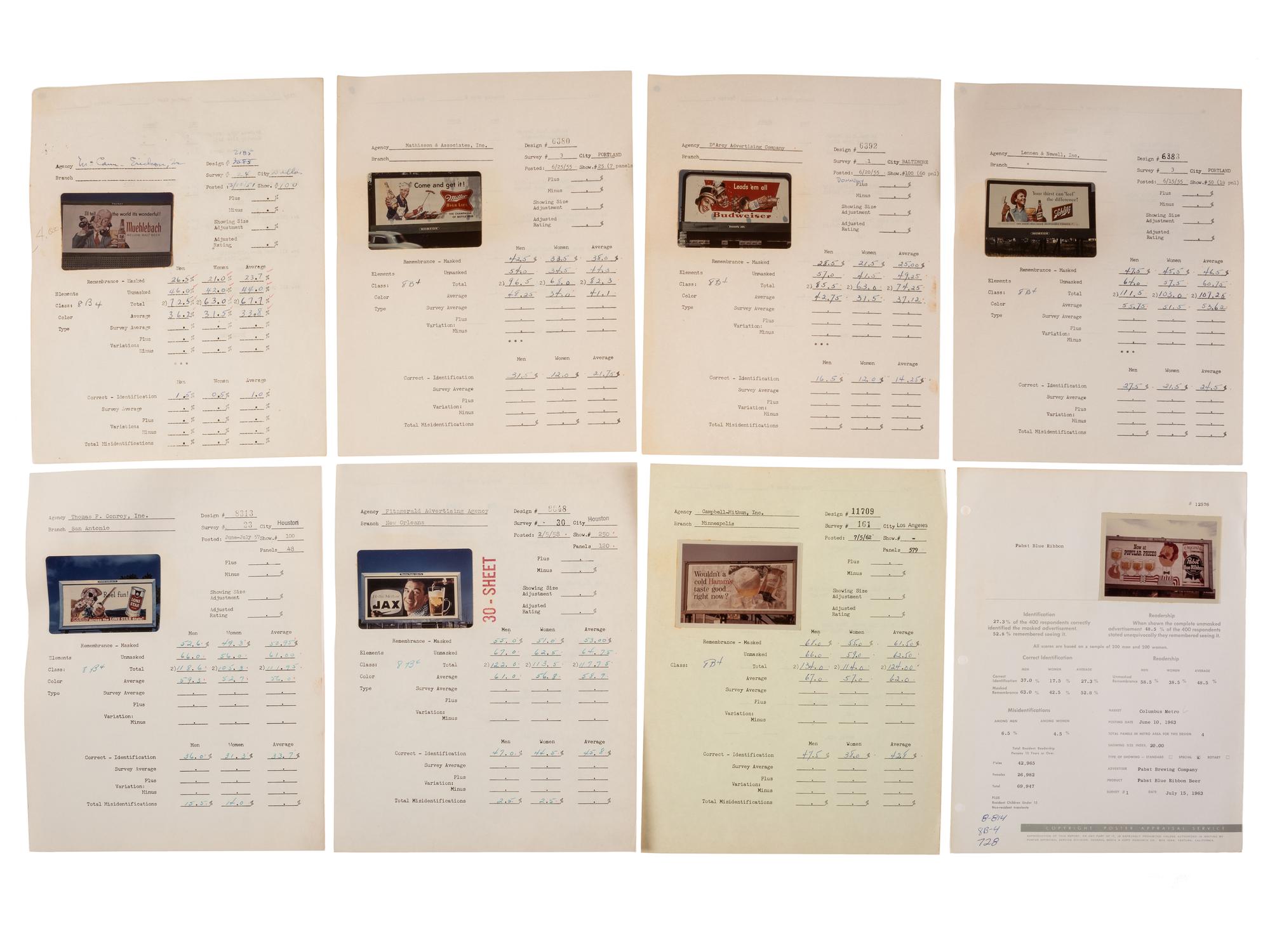 [ADVERTISING]. Extensive collection of outdoor advertising survey reports and historical billboard images from the "Golden Age of Advertising."