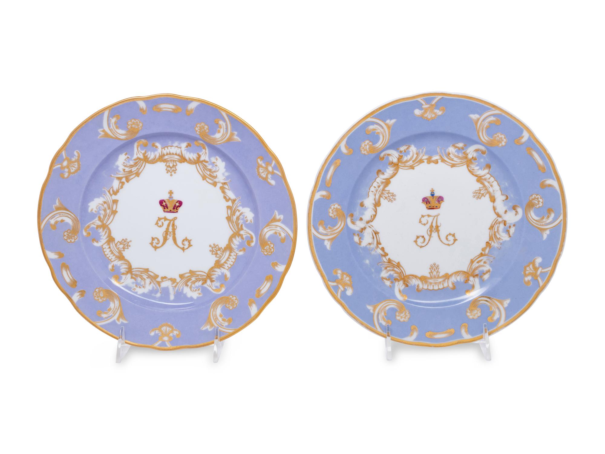 Two Russian Porcelain Plates from the Farm Palace Banquet Service
