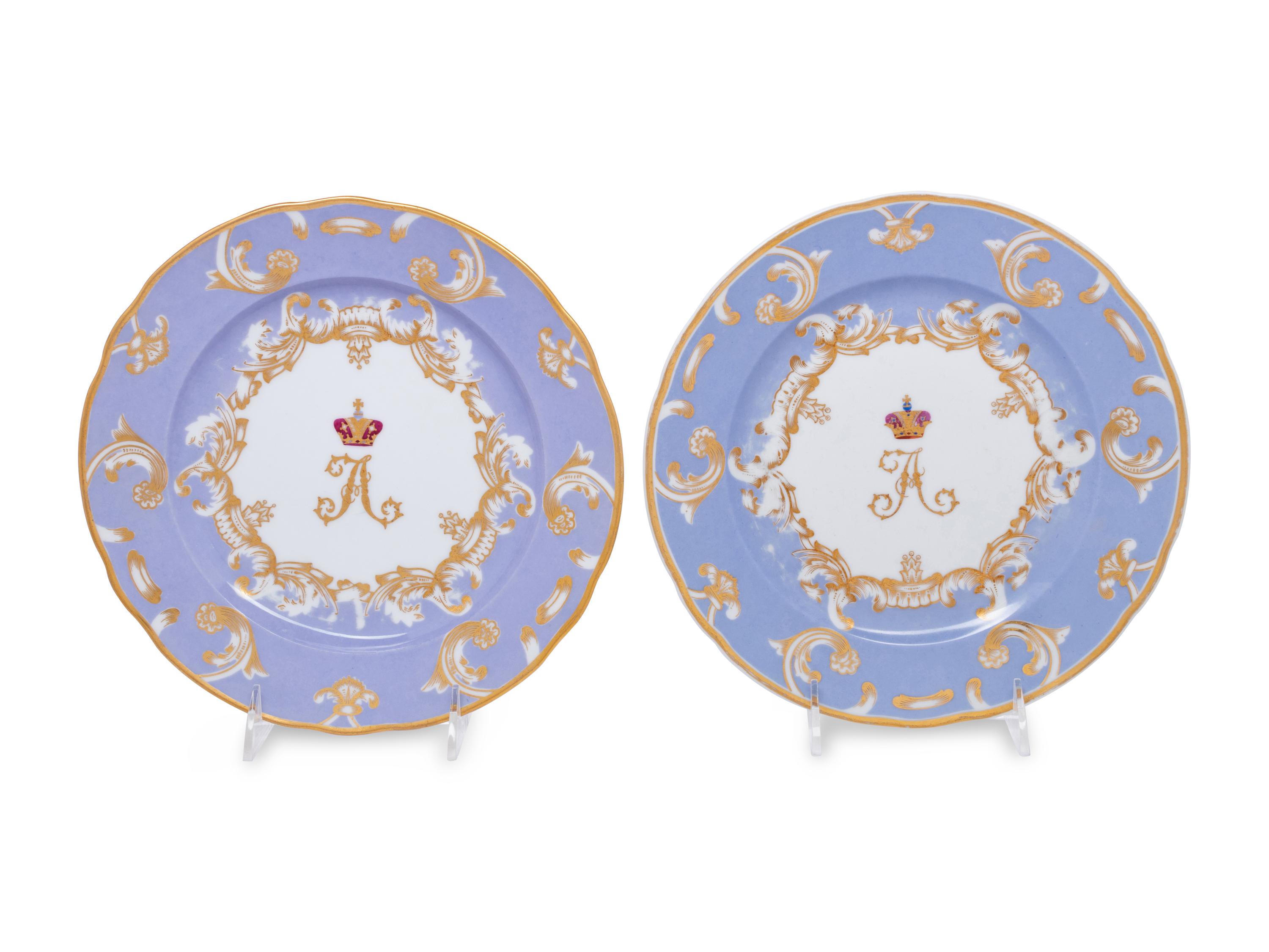Two Russian Porcelain Plates from the Farm Palace Banquet Service