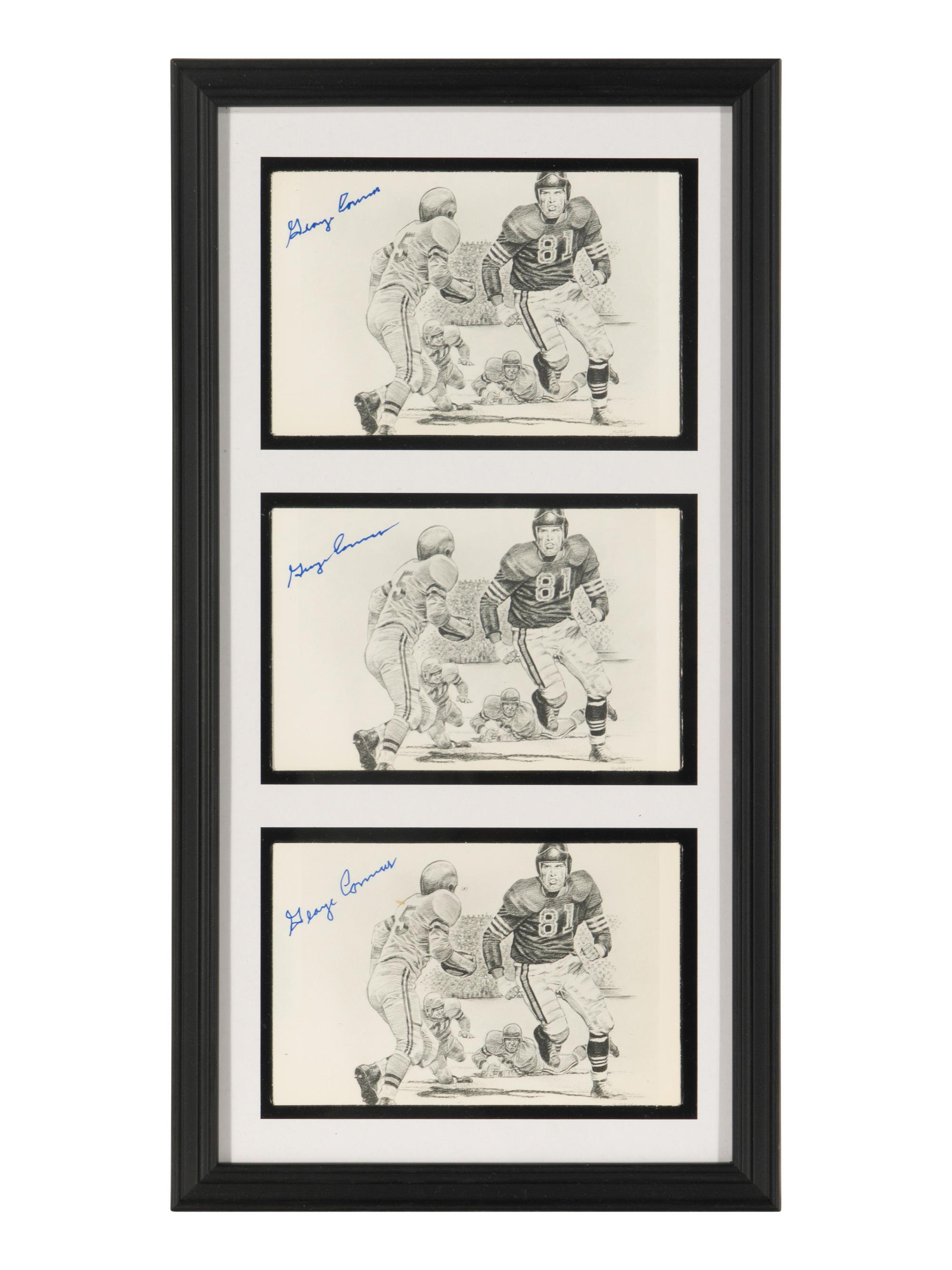 Collection Two of Personal Items from Chicago Bears and Notre Dame Legend George Connor Including Soldier Field Hall of Fame Banner and Autographs