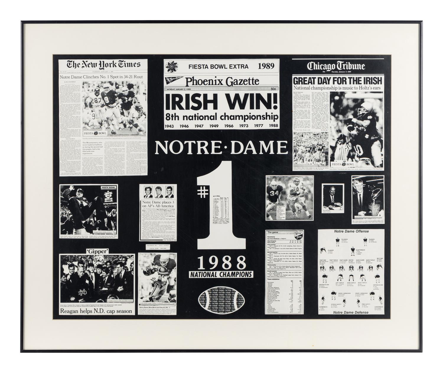 A Group of Notre Dame Artworks Including a Signed Heisman Trophy Lithograph