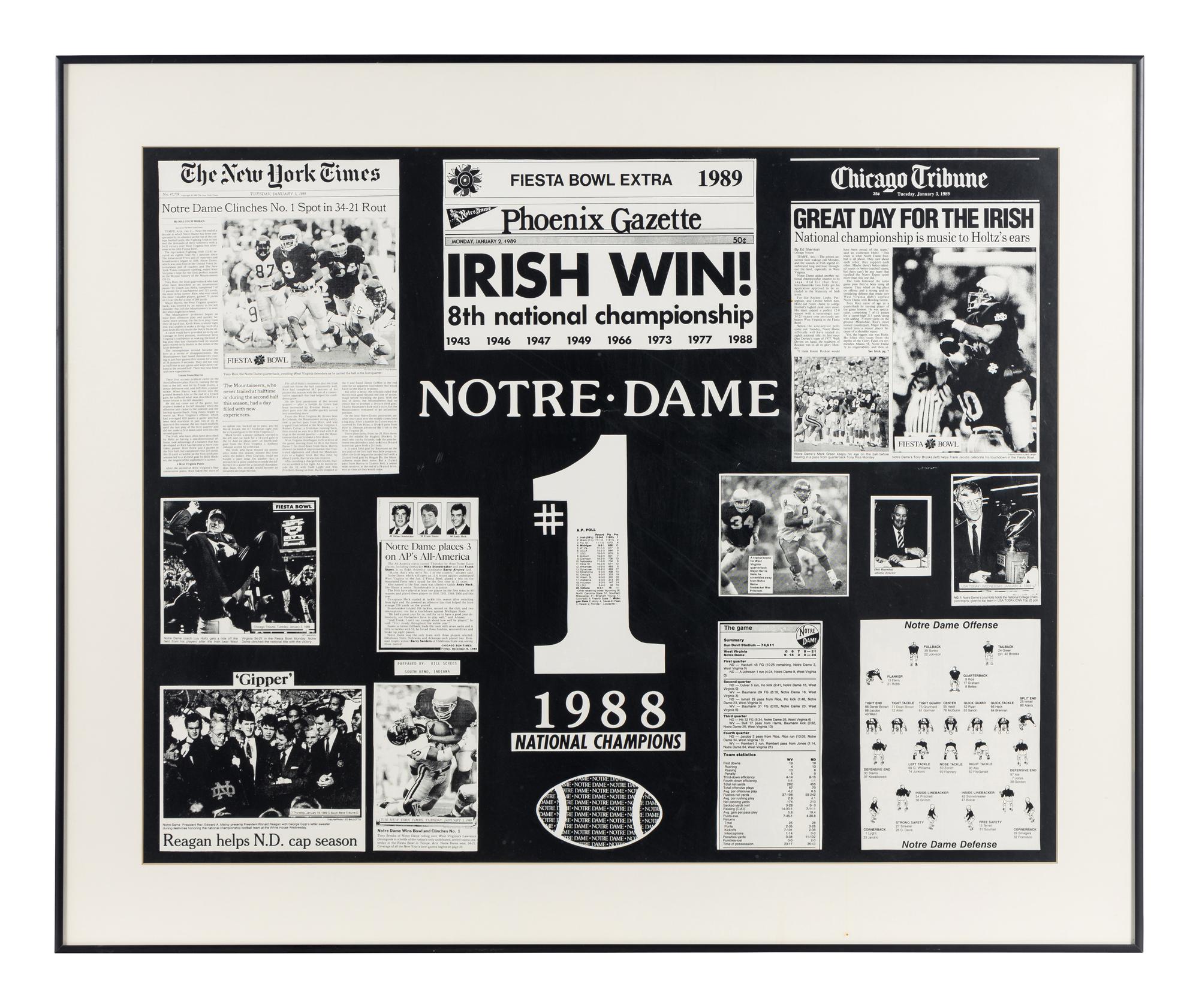 A Group of Notre Dame Artworks Including a Signed Heisman Trophy Lithograph