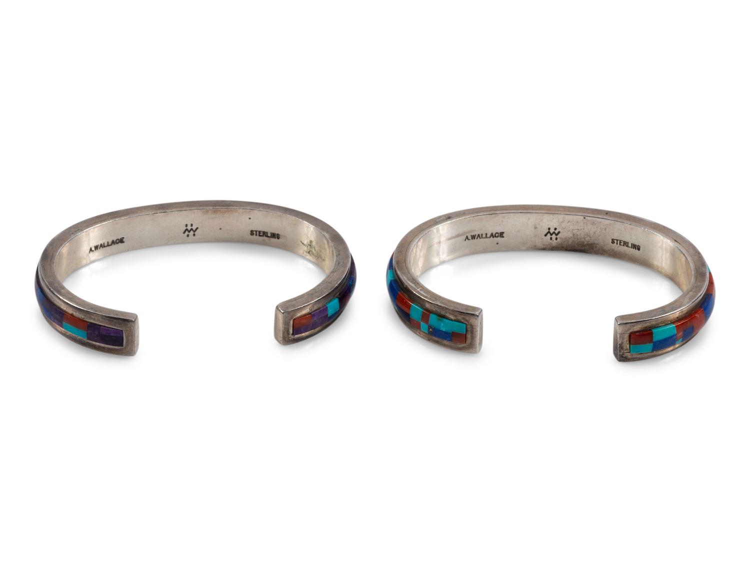 Sterling Silver Cobblestone Inlay Cuff Bracelets