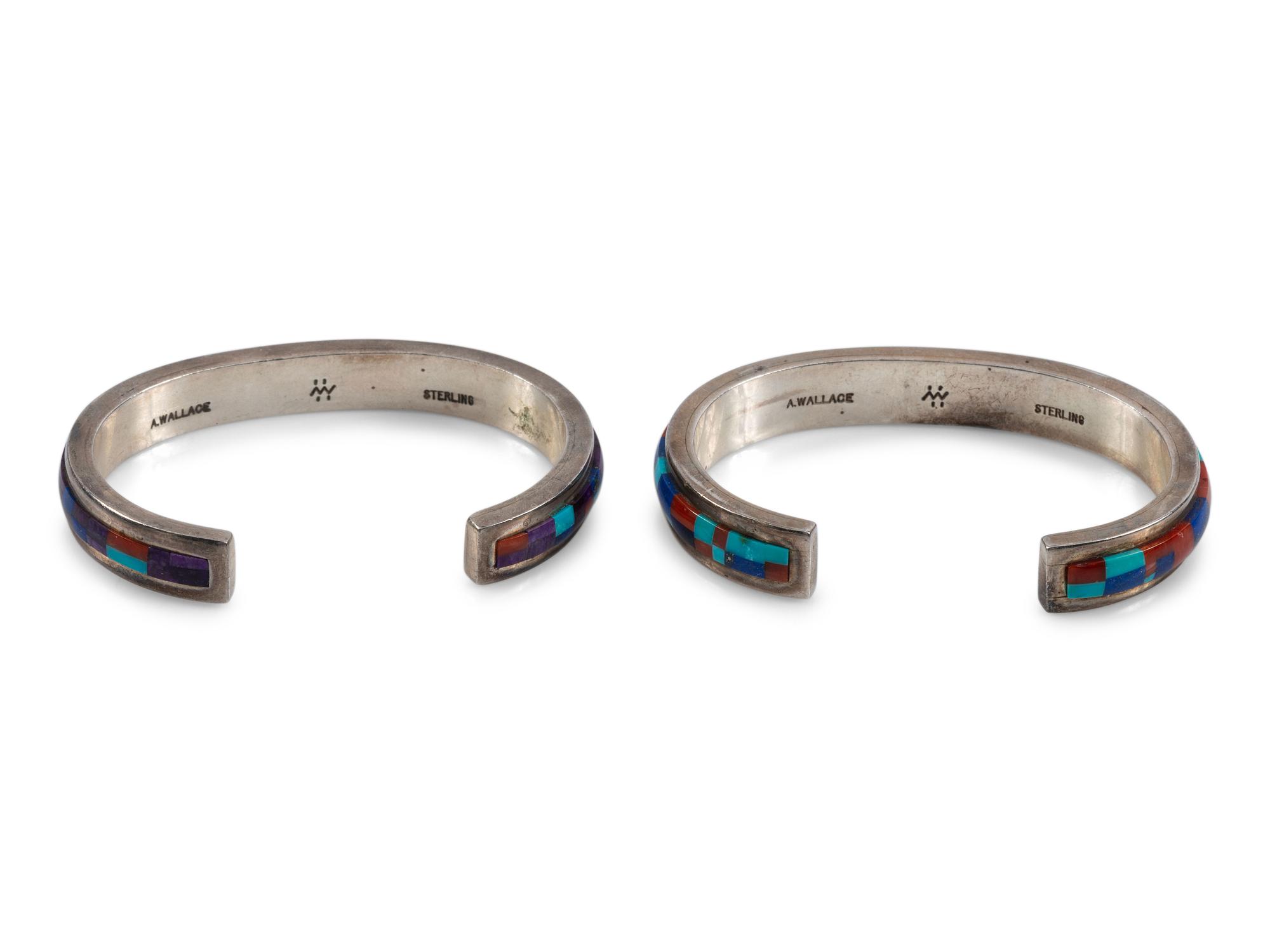 Sterling Silver Cobblestone Inlay Cuff Bracelets