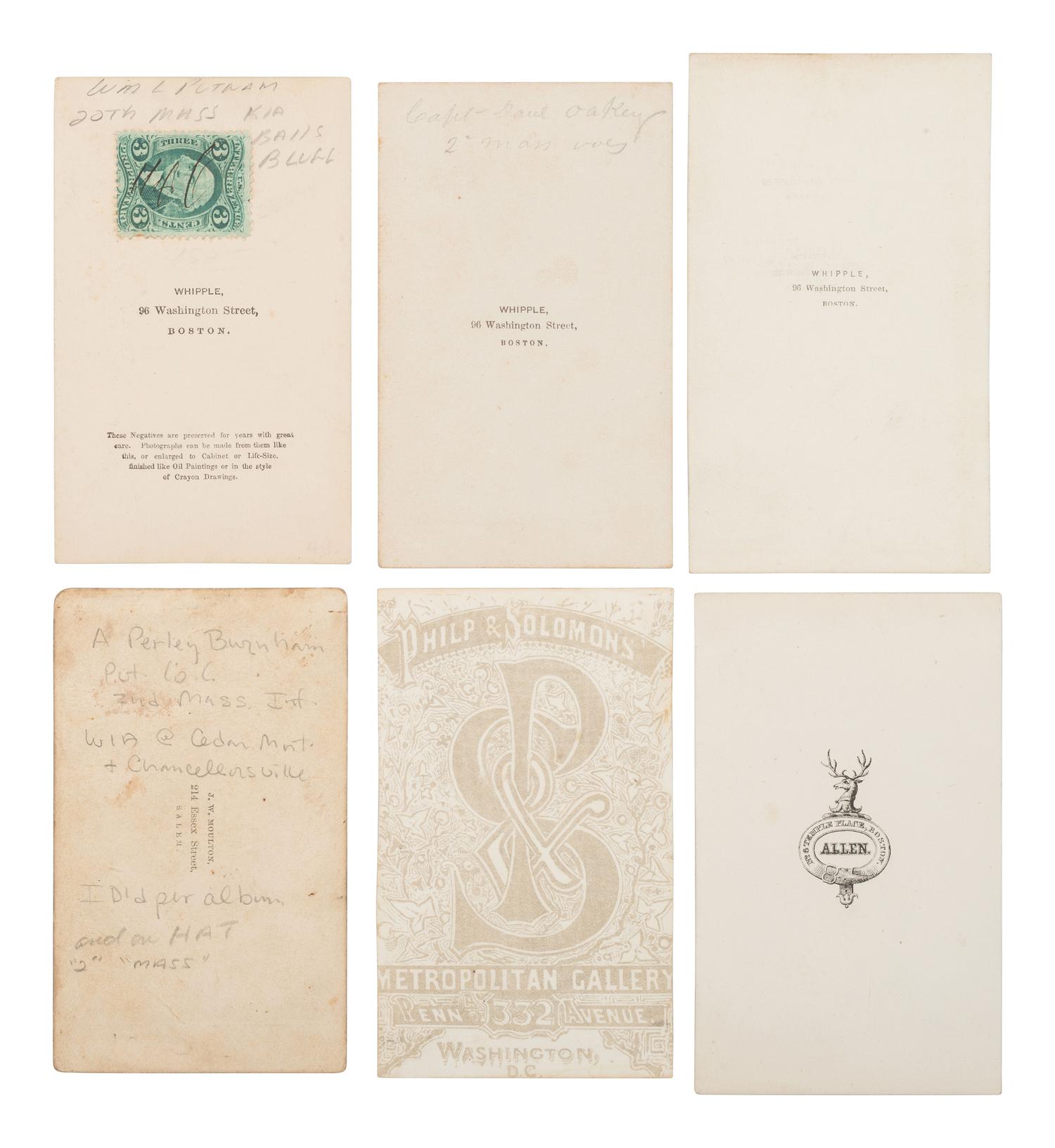 [CIVIL WAR]. 18 CDVs of officers of the 2nd Massachusetts Infantry, which saw extensive combat at Antietam and Gettysburg.