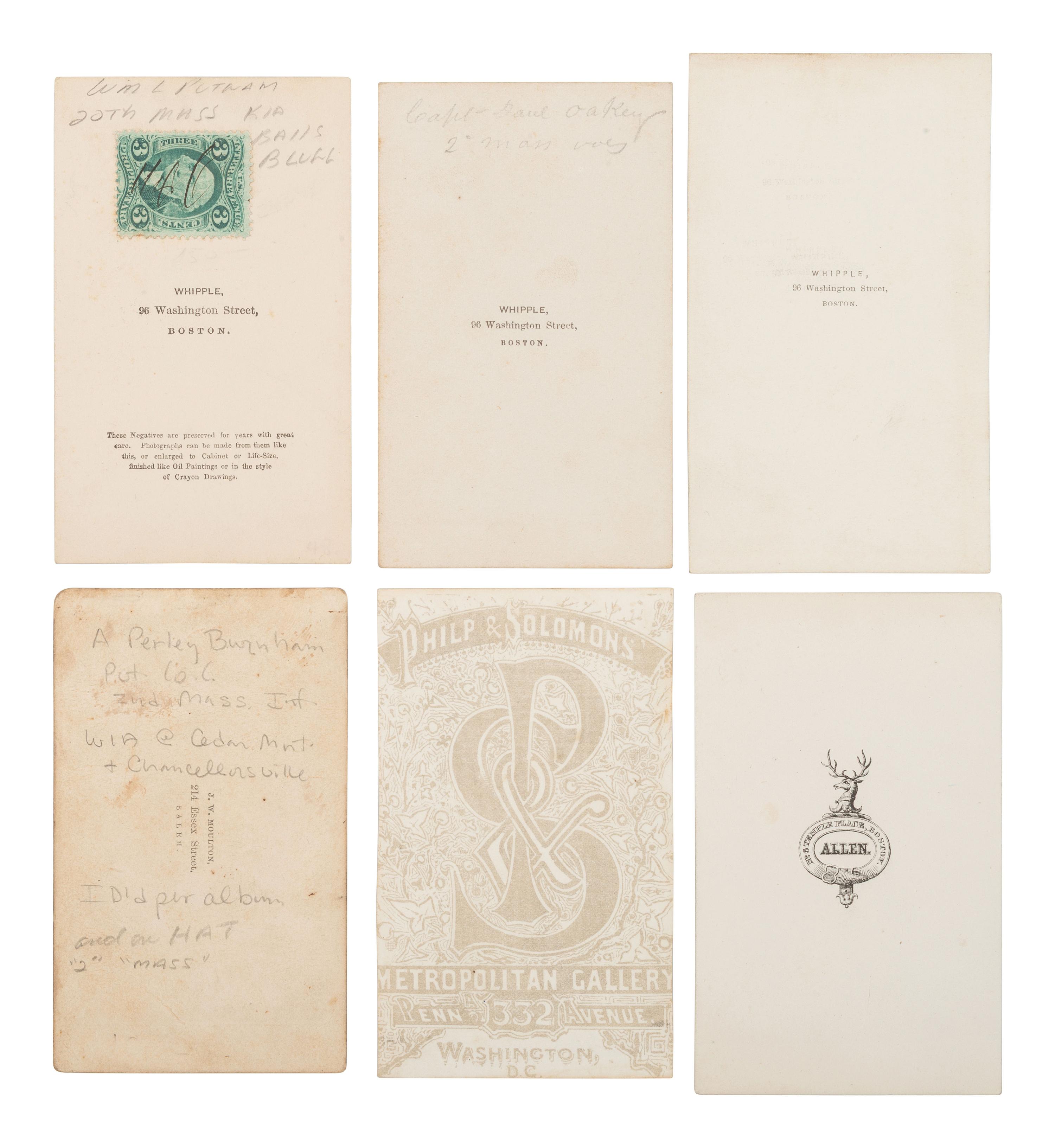 [CIVIL WAR]. 18 CDVs of officers of the 2nd Massachusetts Infantry, which saw extensive combat at Antietam and Gettysburg.