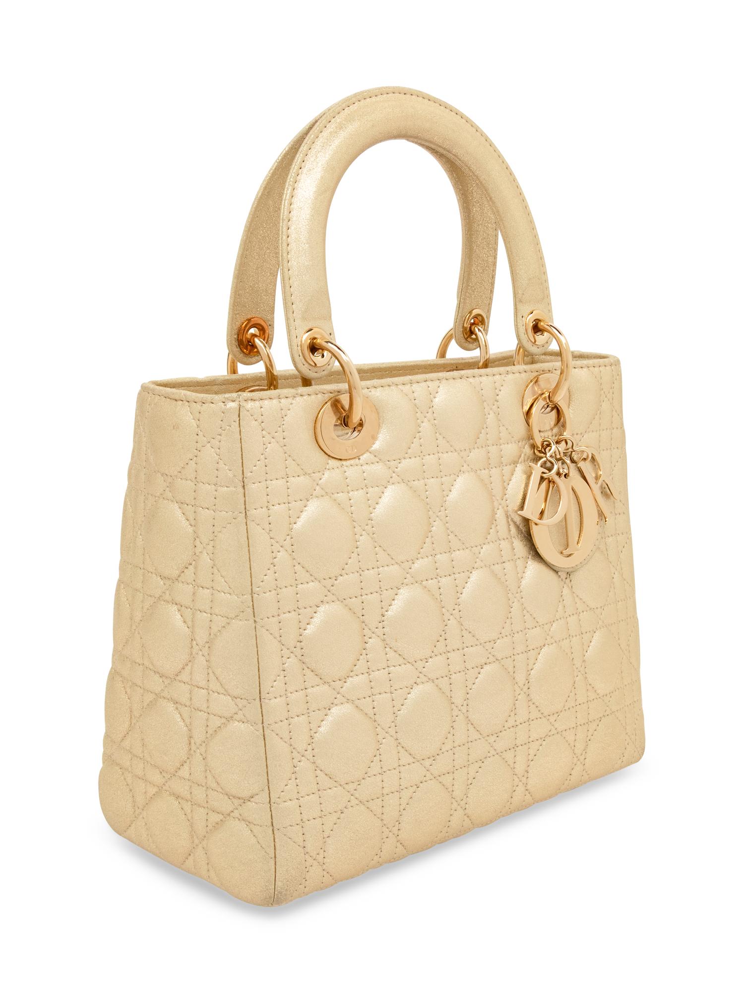 Dior, Medium Metallic Gold Lady Dior