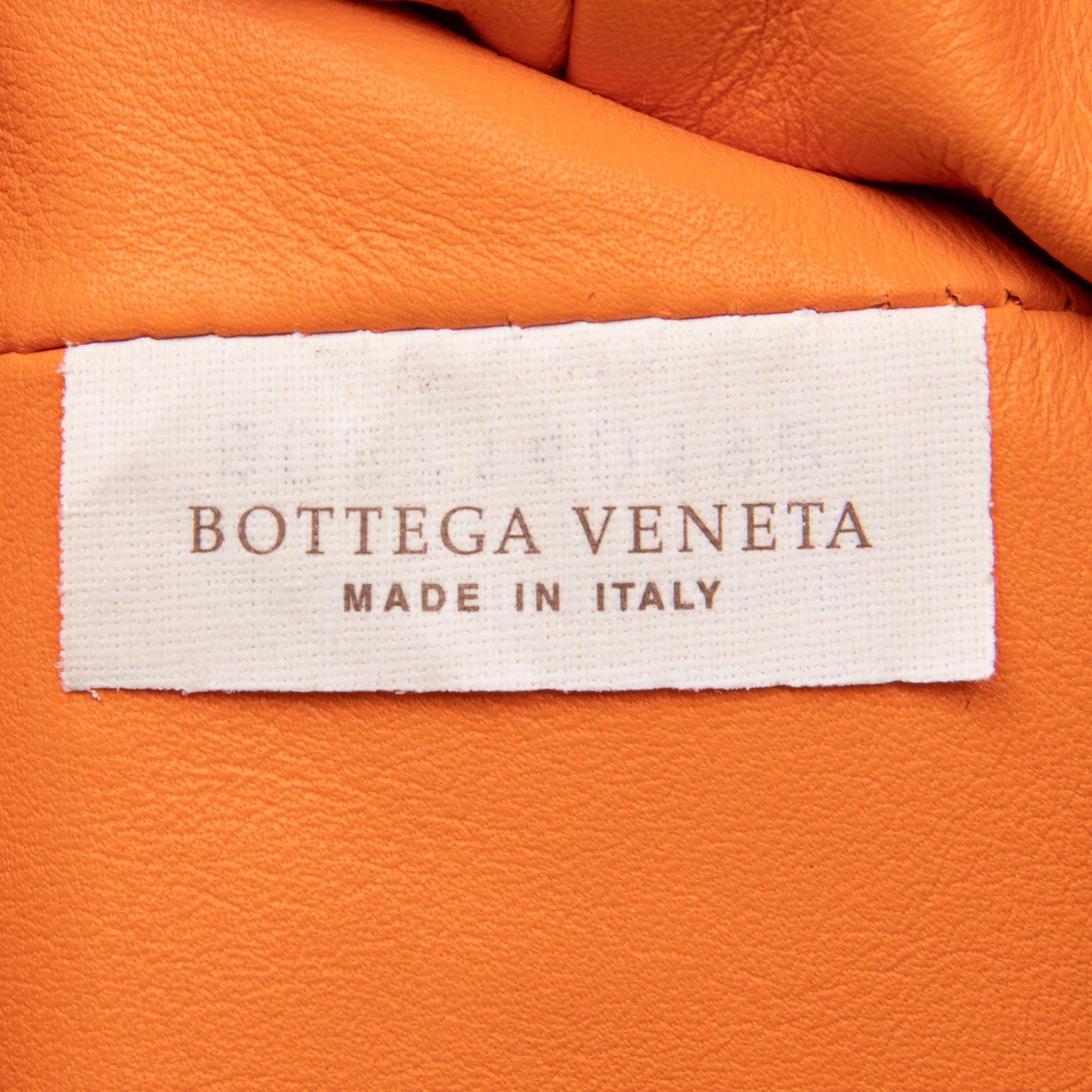 BOTTEGA VENETA, ORANGE LEATHER POUCH CLUTCH