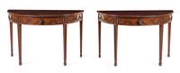 A Pair of Adam Style Mahogany Console Tables