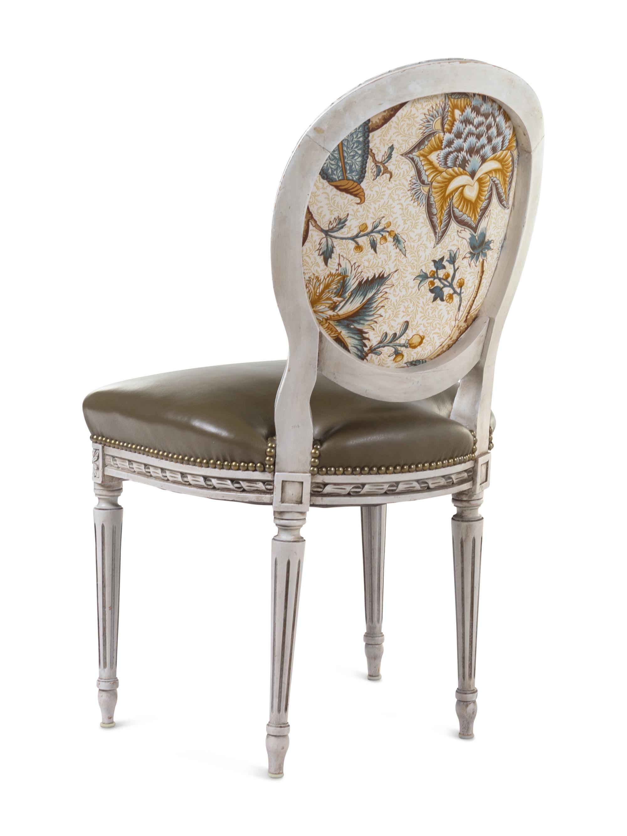 A Set of Six Louis XVI Style Painted Dining Chairs