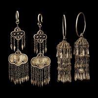 Eight Pairs of Chinese Silver Earrings, Qing Dynasty 清 銀耳環八對