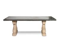 A Cast Stone Dolphin-Form Double Pedestal Table