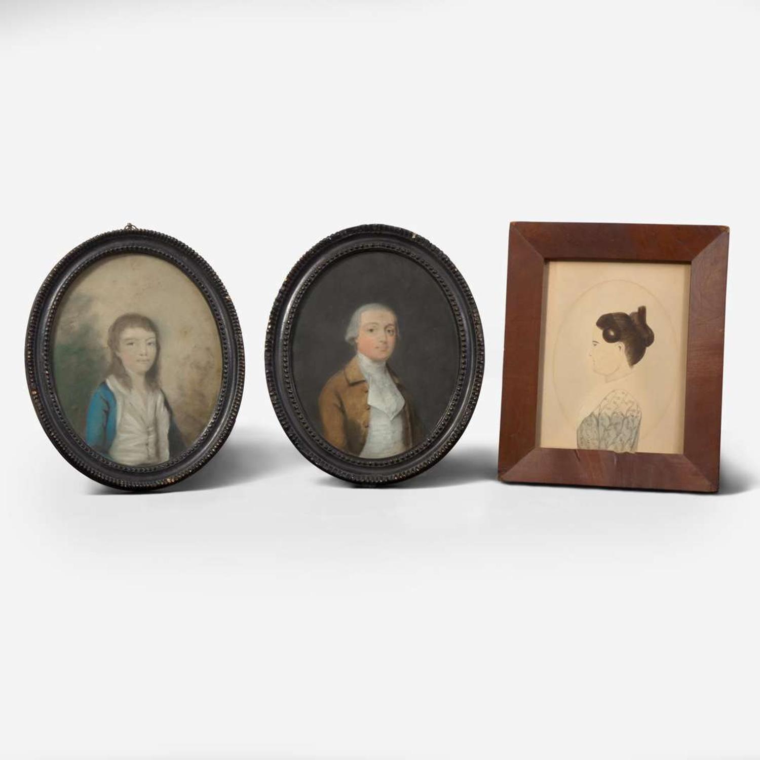 Attributed to the Sharples Family Two Portraits: A Father and Son