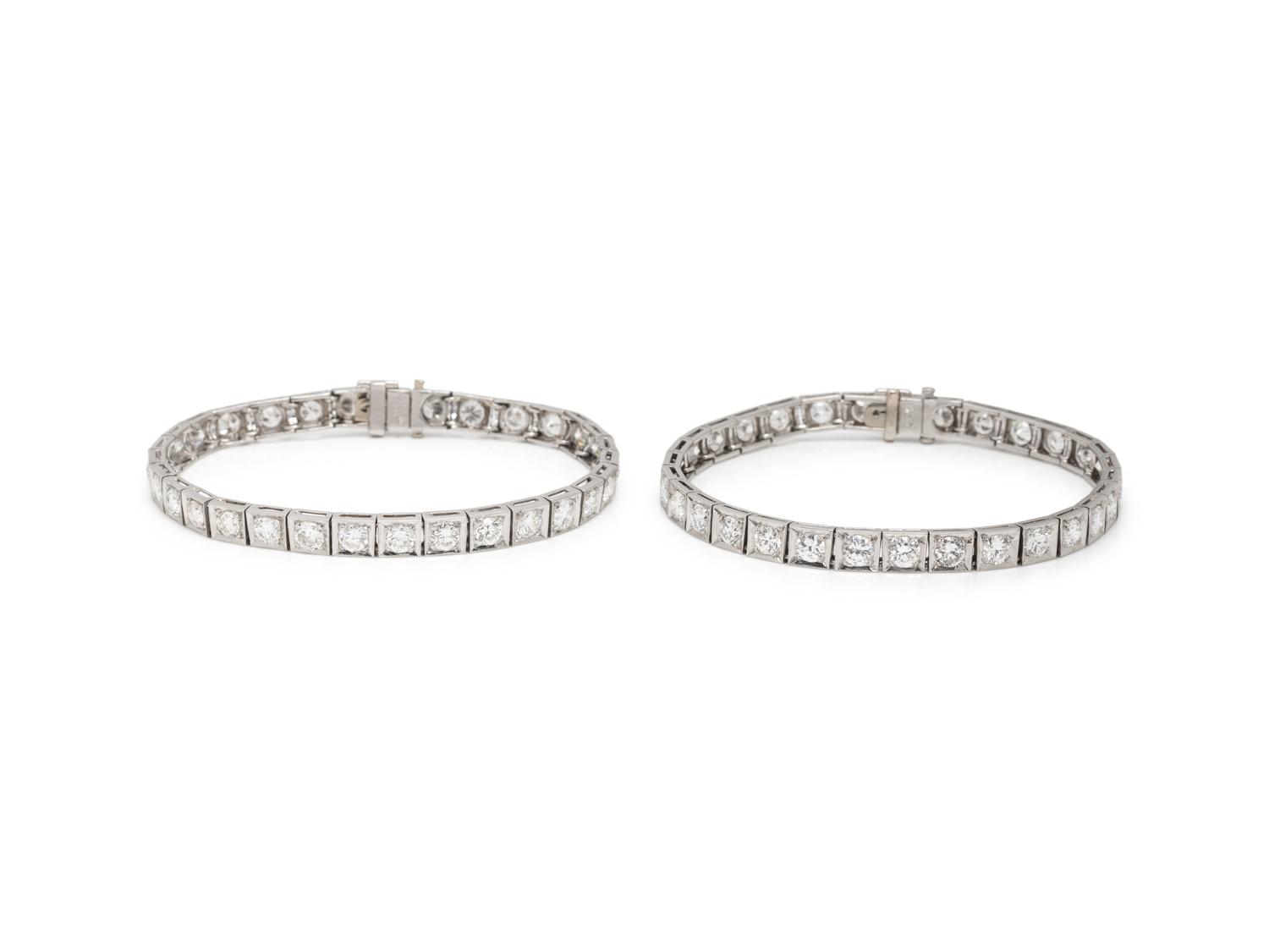 PAIR OF DIAMOND AND PLATINUM BRACELETS