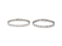 PAIR OF DIAMOND AND PLATINUM BRACELETS