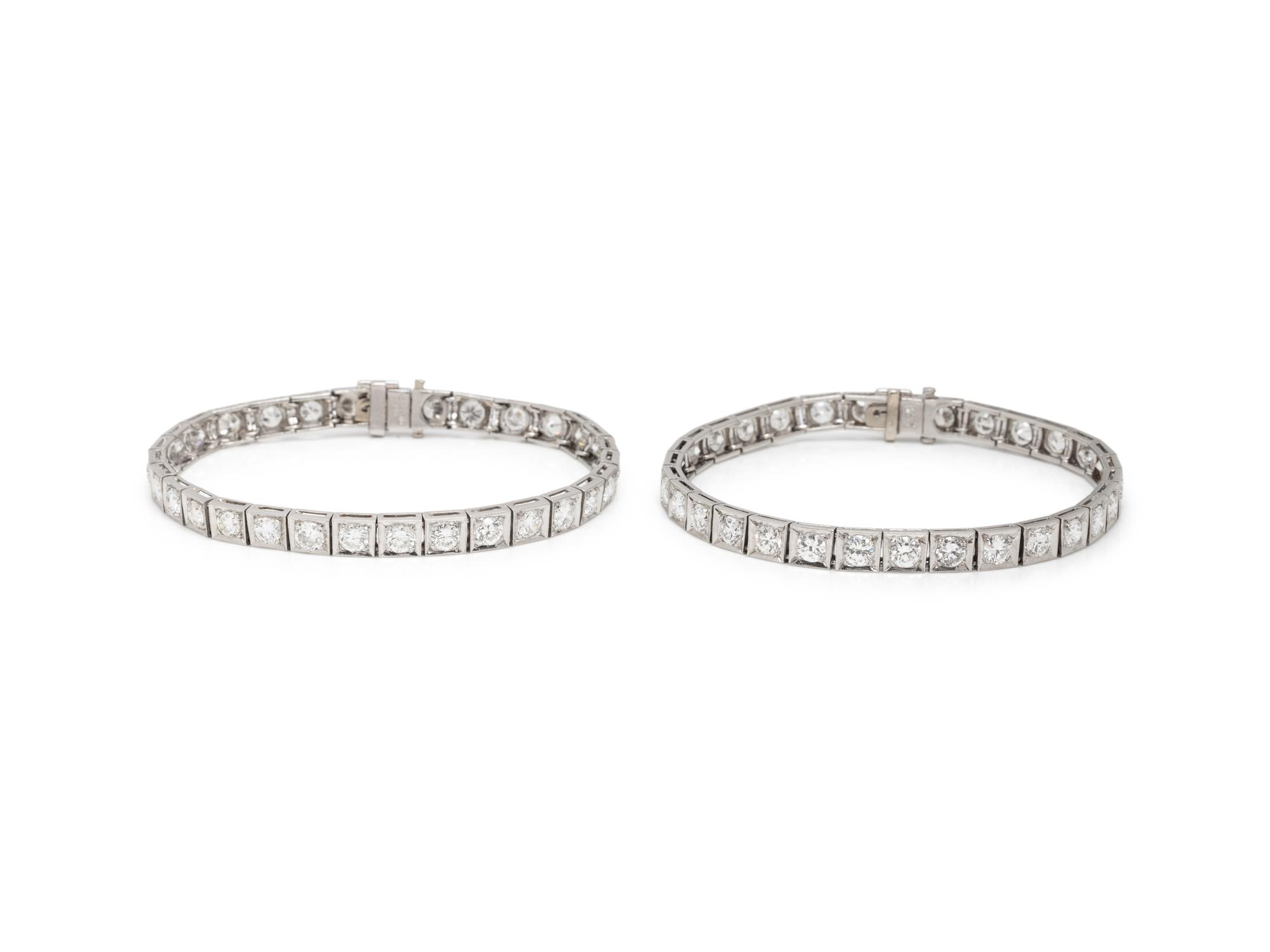 PAIR OF DIAMOND AND PLATINUM BRACELETS
