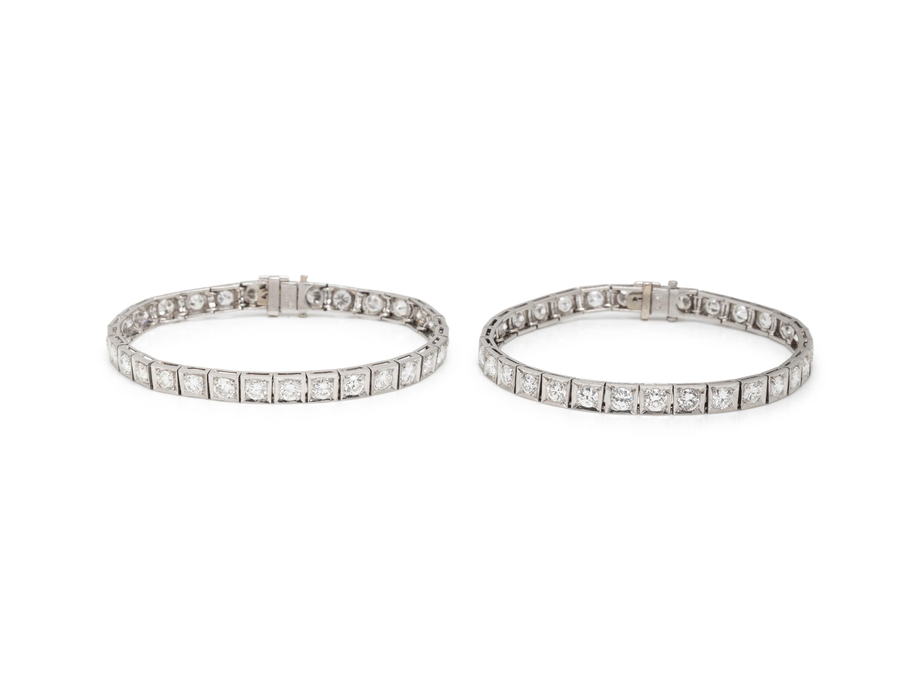 PAIR OF DIAMOND AND PLATINUM BRACELETS