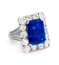 An Important Platinum, Burmese Sapphire and Diamond Ring, 7.90 dwts.