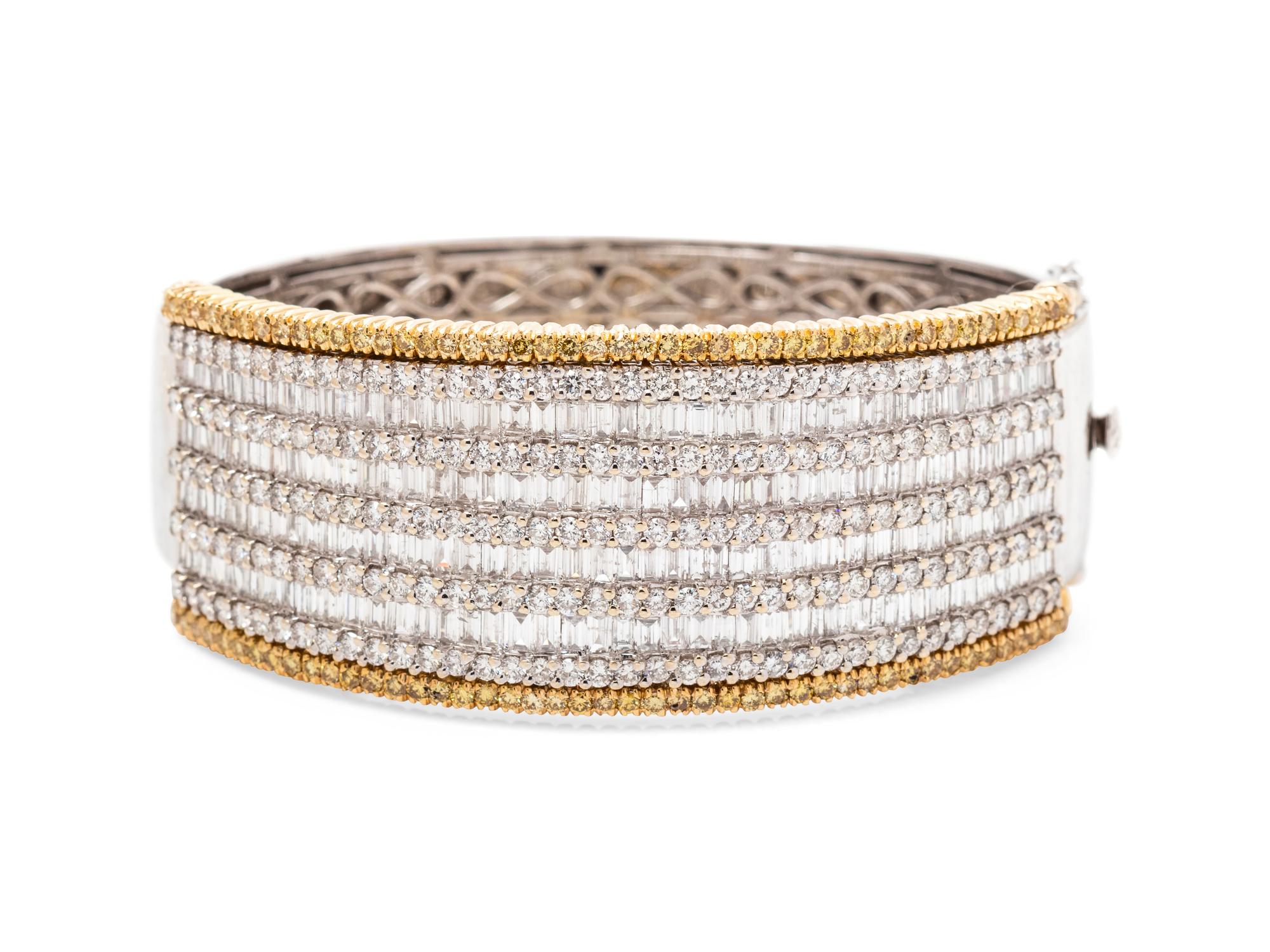 An 18 Karat Bicolor Diamond Bangle,