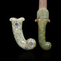 A Mughal style blade with nephrite hilt and associated chape, and a Mughal style nephrite hilt