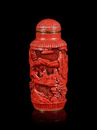 Four Chinese Cinnabar Lacquer Articles