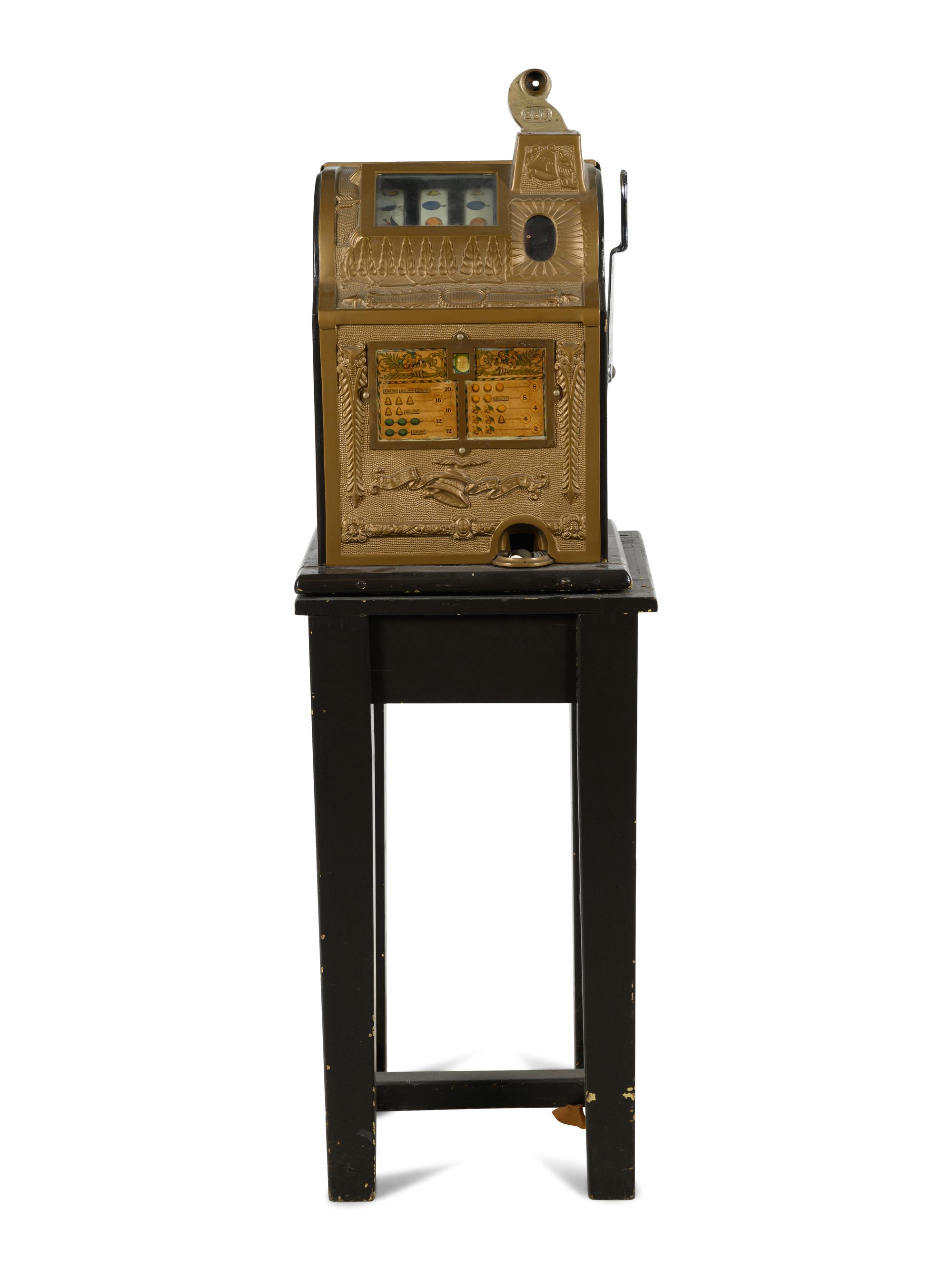 A Mills Gooseneck 25-Cent Jackpot Slot Machine