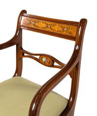 A Set of Six Regency Style Painted Satinwood Chairs