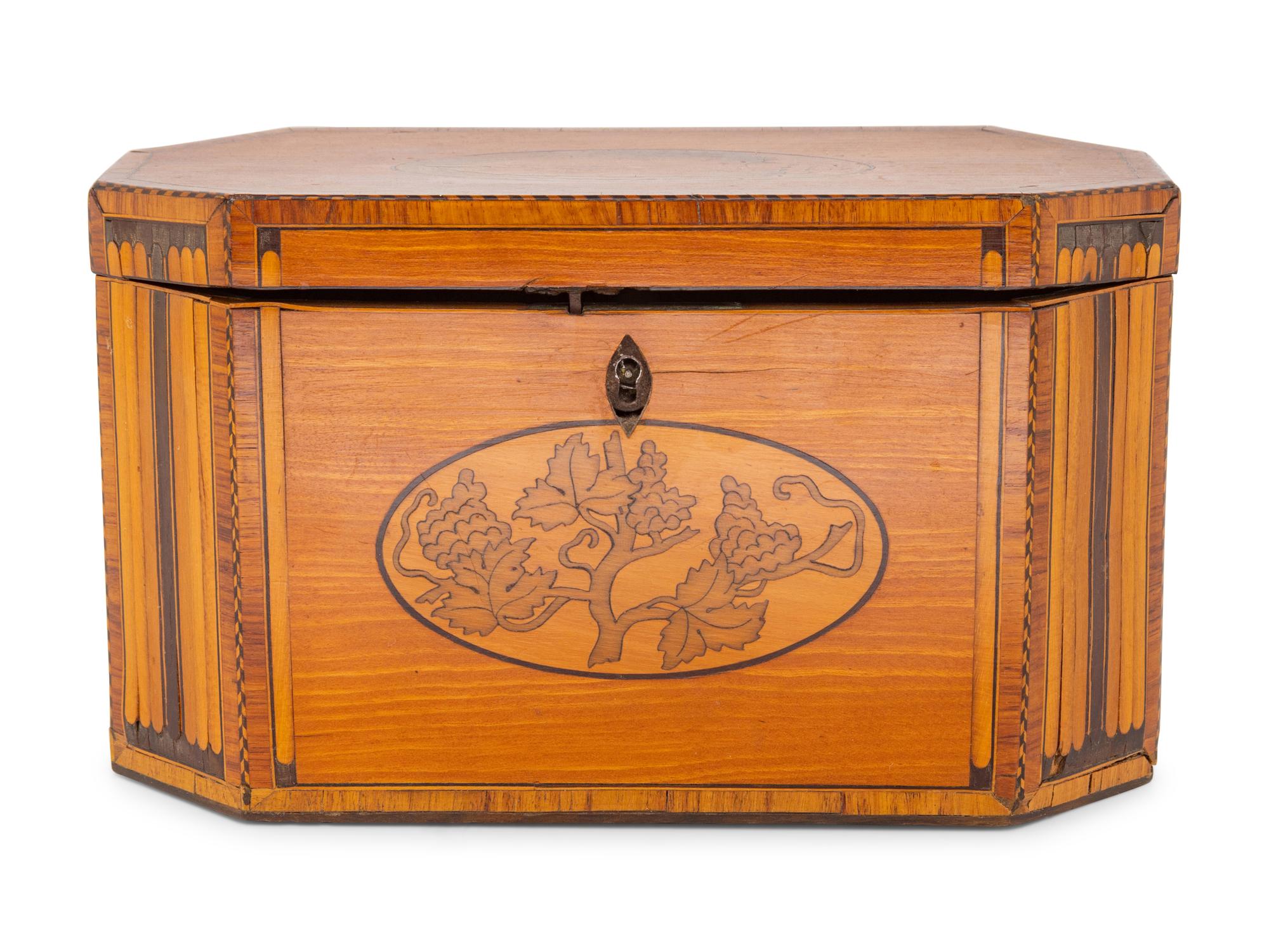 A George III Marquetry Tea Caddy