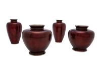 Four Pigeon Blood Cloisonné Vases