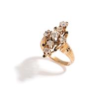 ANTIQUE, DIAMOND AND ENAMEL RING