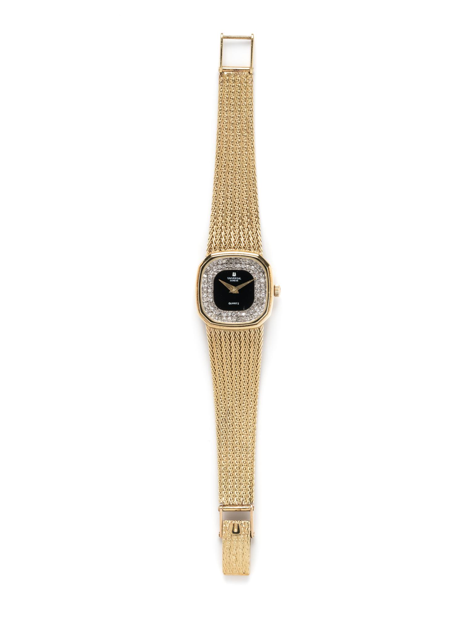 UNIVERSAL GENEVE, 14K YELLOW GOLD AND DIAMOND WRISTWATCH