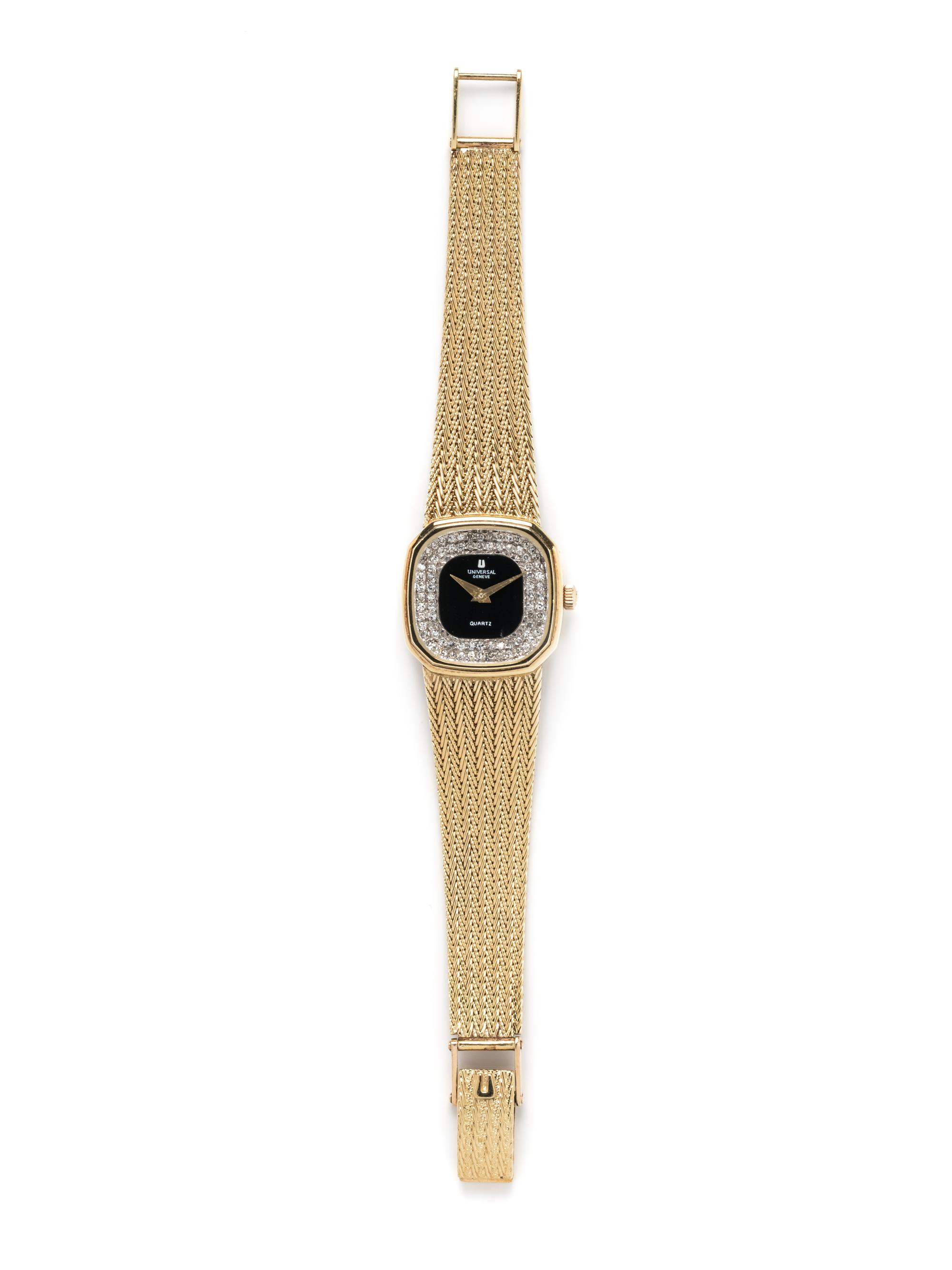 UNIVERSAL GENEVE, 14K YELLOW GOLD AND DIAMOND WRISTWATCH