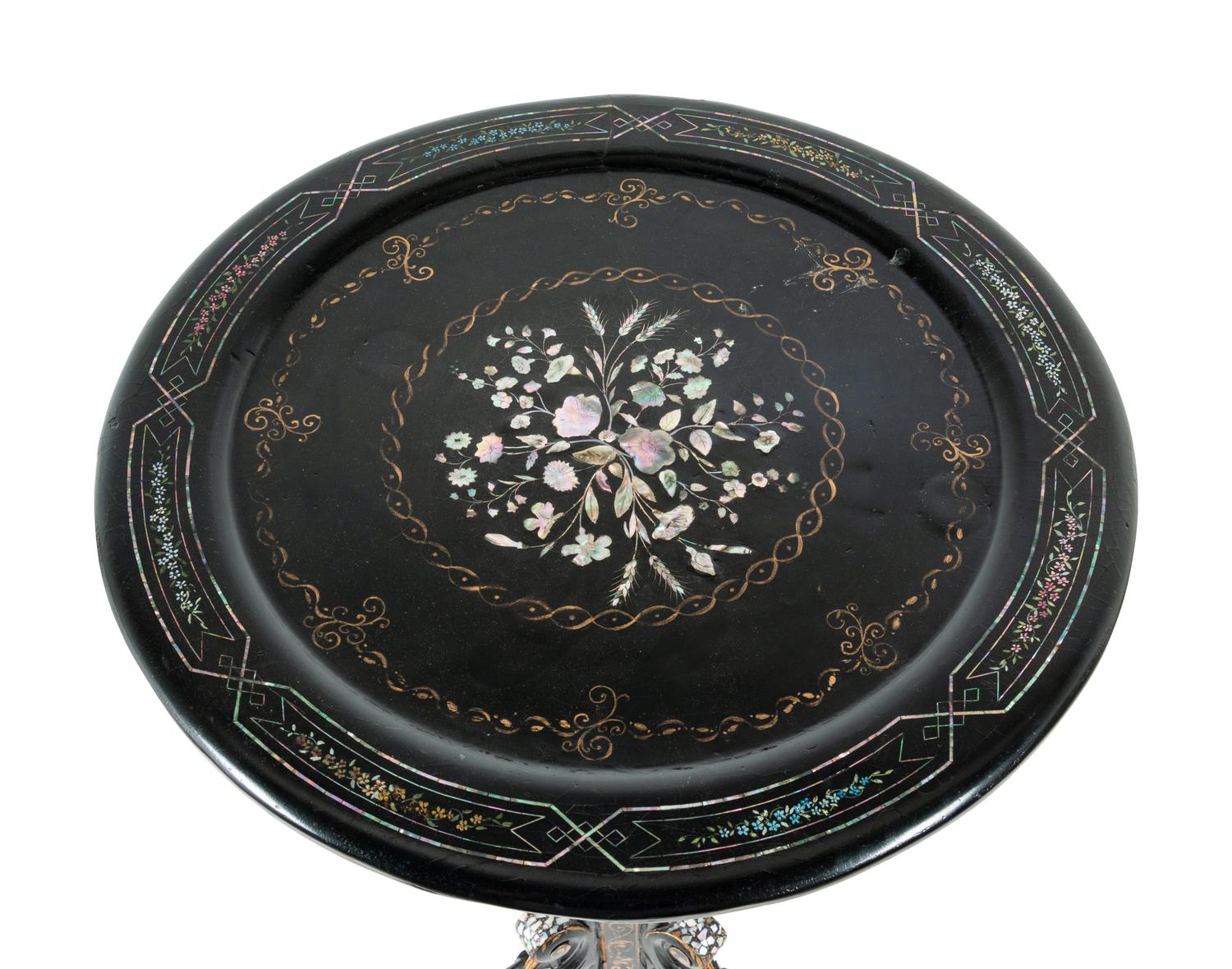 A Victorian Papier-Mâché Tilt-Top Table