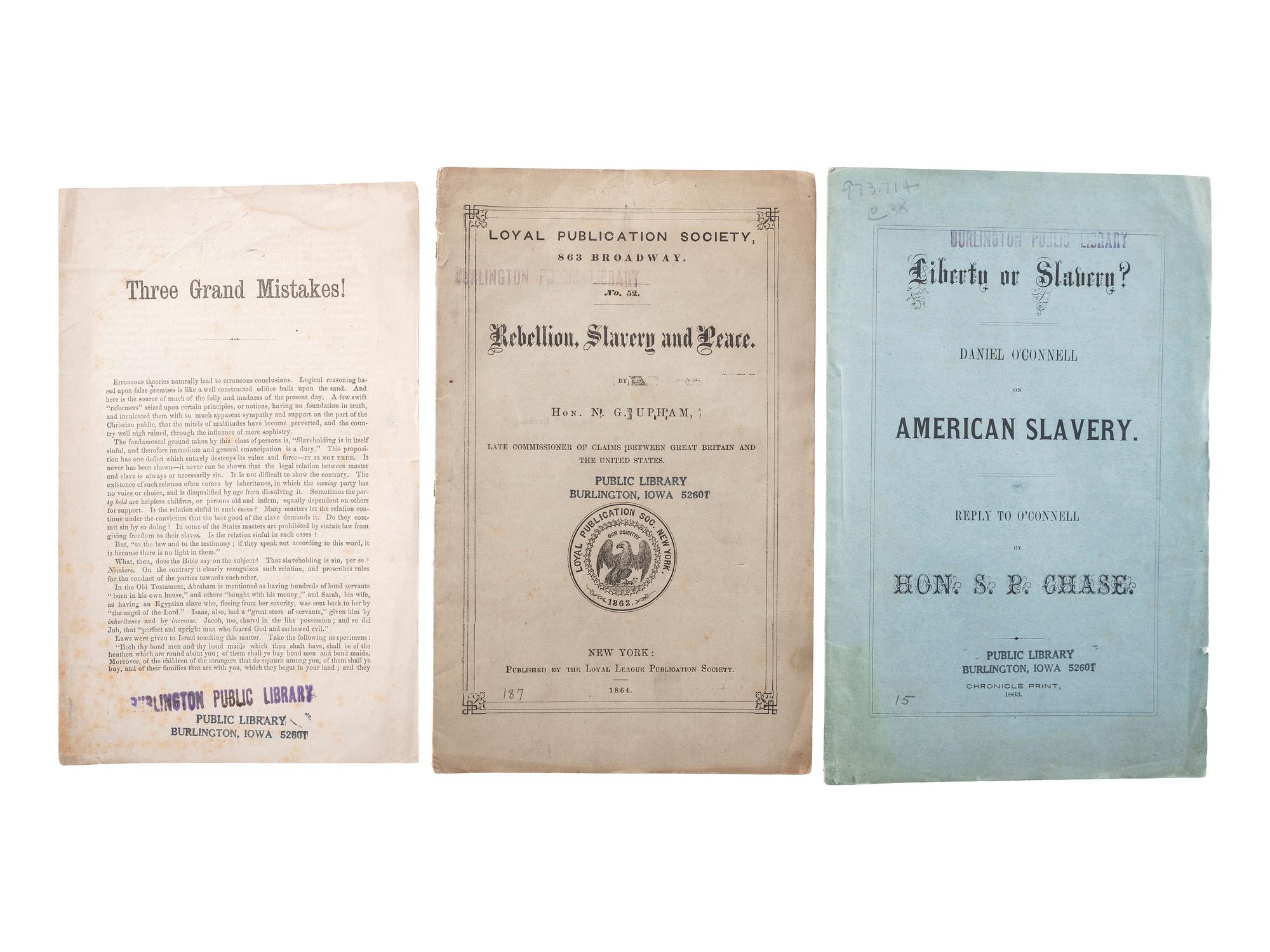 [SLAVERY, ABOLITION & EMANCIPATION]. A group of 40 antebellum and Civil War-era pamphlets on enslavement, abolition, emancipation, and colonization, comprising: