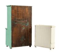 A Green Painted Miniature Step-Back Cupboard and a White-Painted Miniature Wardrobe Cabinet