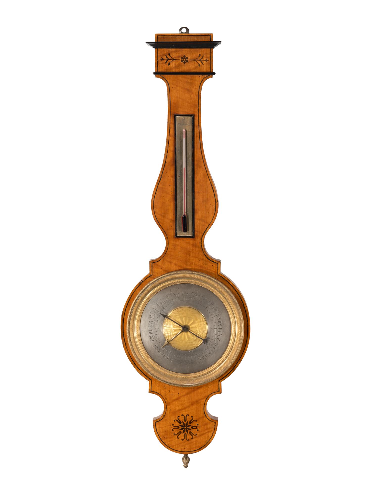 An English Satinwood Wheel Barometer