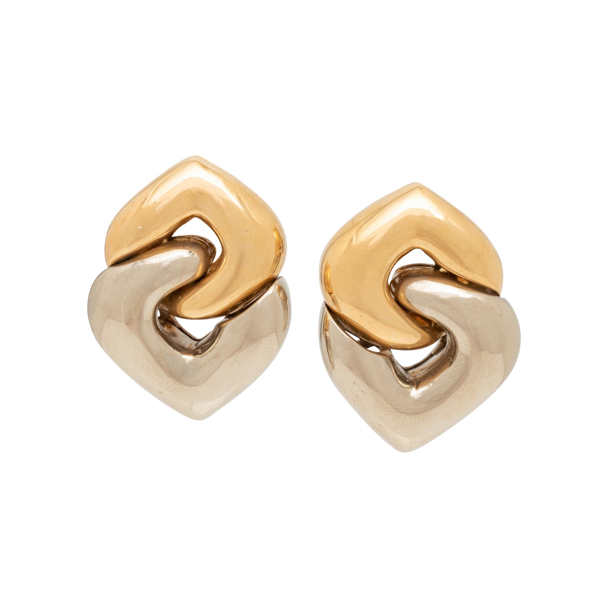 BVLGARI, BICOLOR GOLD 'DOPPIO CUORE' EARCLIPS