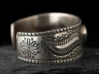 Coin Silver and Turquoise Cuff Bracelet