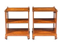 A Pair of Regency Revival Ormolu Mounted Satinwood and Amaranth-Inlaid Bookcases