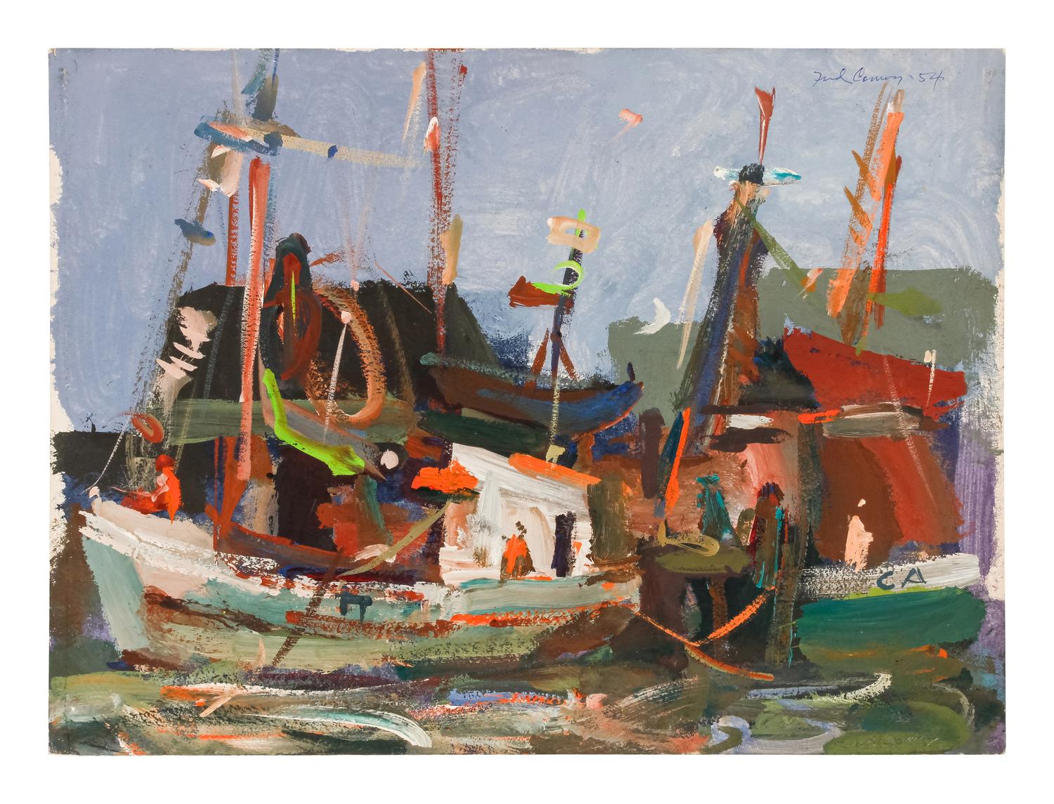 Two works: Harbor scene and Village scene