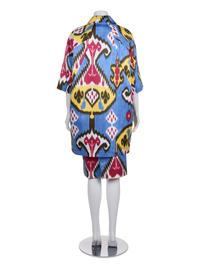 Rena Lange Printed Skirt Ensemble with Matching Scarf, 2000s