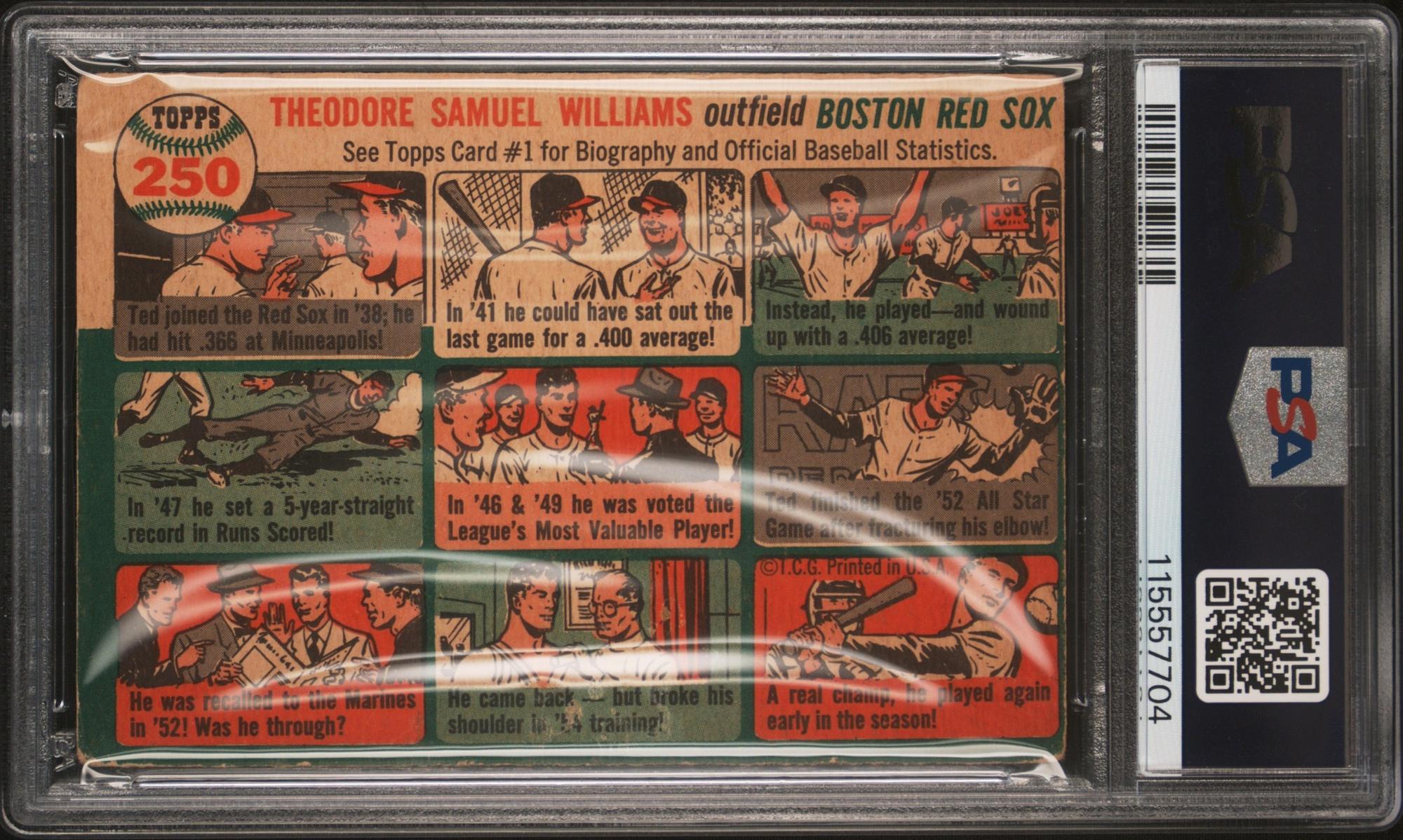 A 1954 Topps Ted Williams Baseball Card No. 250 (PSA 2 GOOD) from The Collection of David Eisenhower