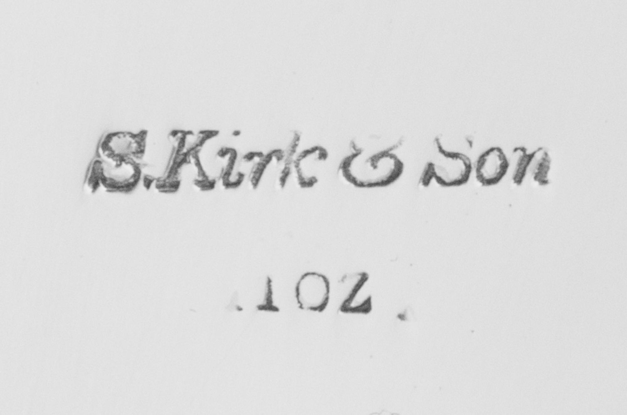 An American Coin Silver Covered Entree Dish, S. Kirk & Son, Baltimore, MD, of handled oval form, having allover floral decoration, with
