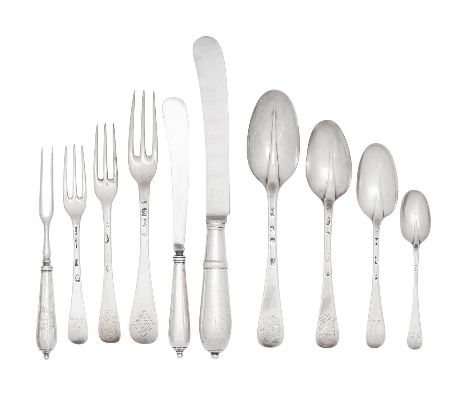An English Silver Flatware Service