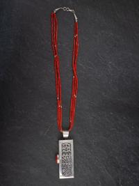 Heavy Reversible Silver and Coral Necklace