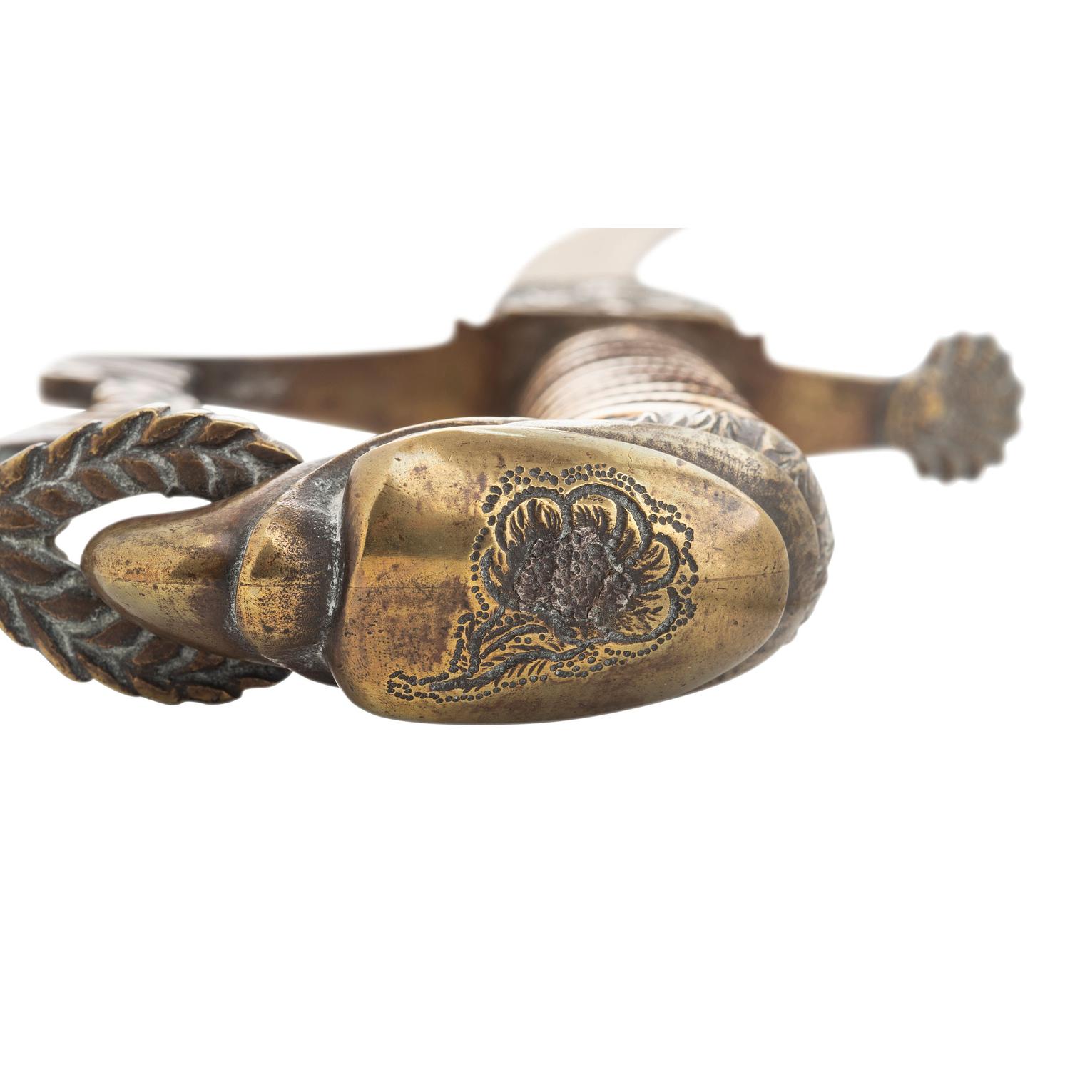 Eagle Hilt Rococo Guard Blued & Gilt Blade Infantry Officers Sword & Scabbard