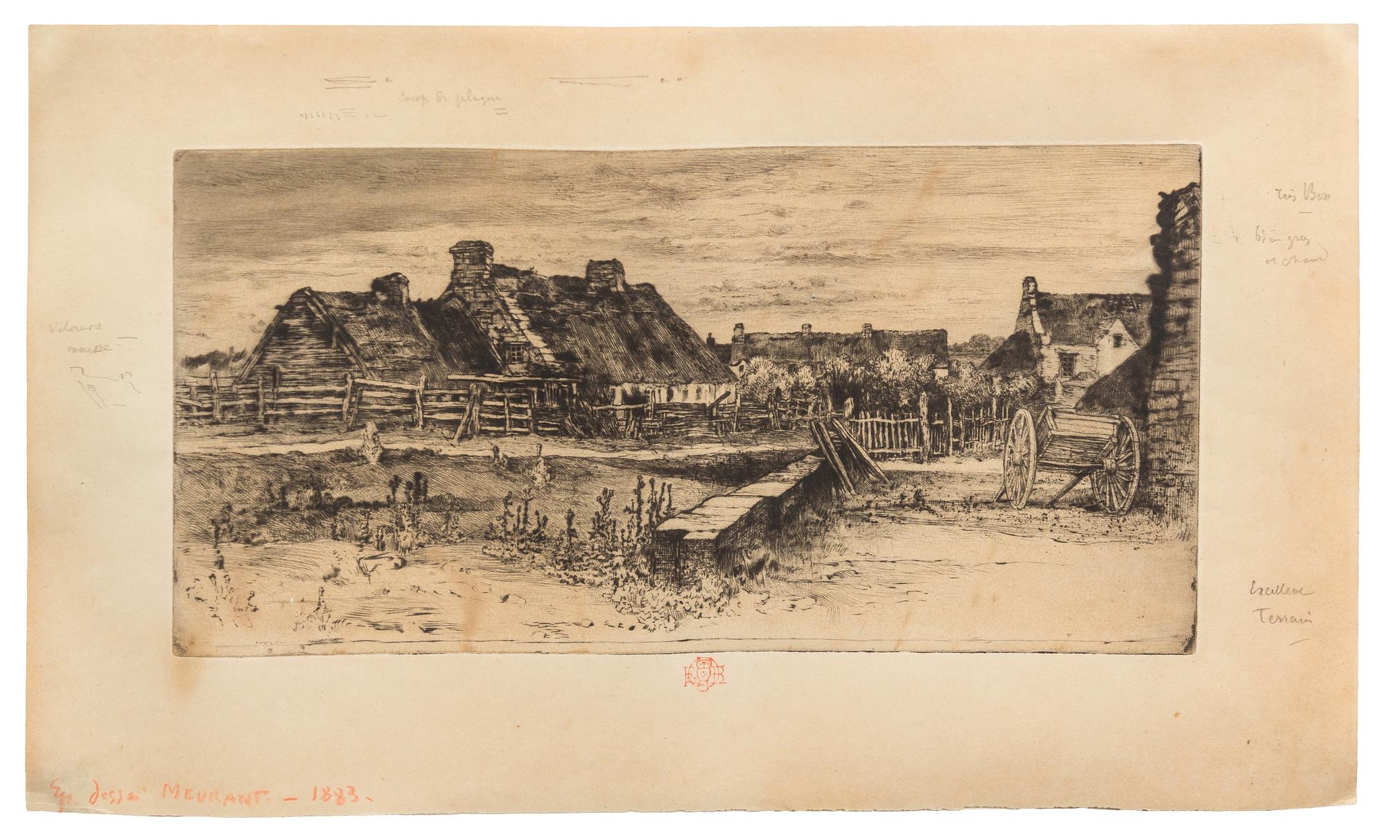 Félix Hilaire Buhot, (French, 1847–1898), Les Grandes Chaumieres, 1881
