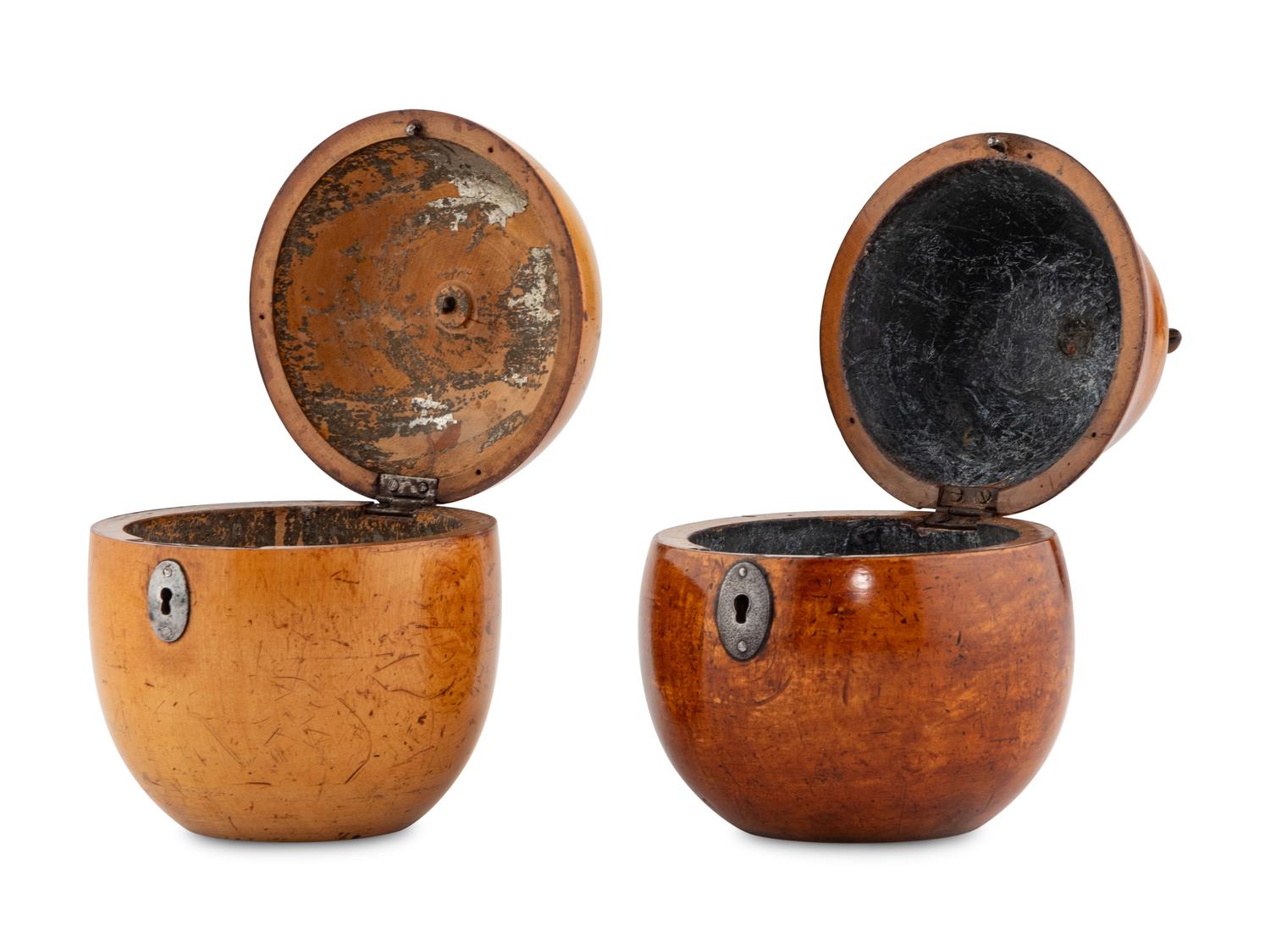 Two English Fruit-Form Tea Caddies
