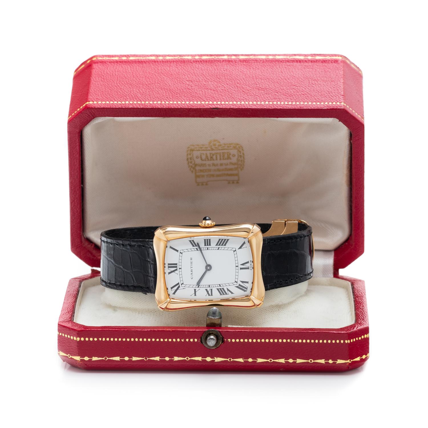 CARTIER, 18K YELLOW GOLD BAMBOO 'COUSSIN' WATCH