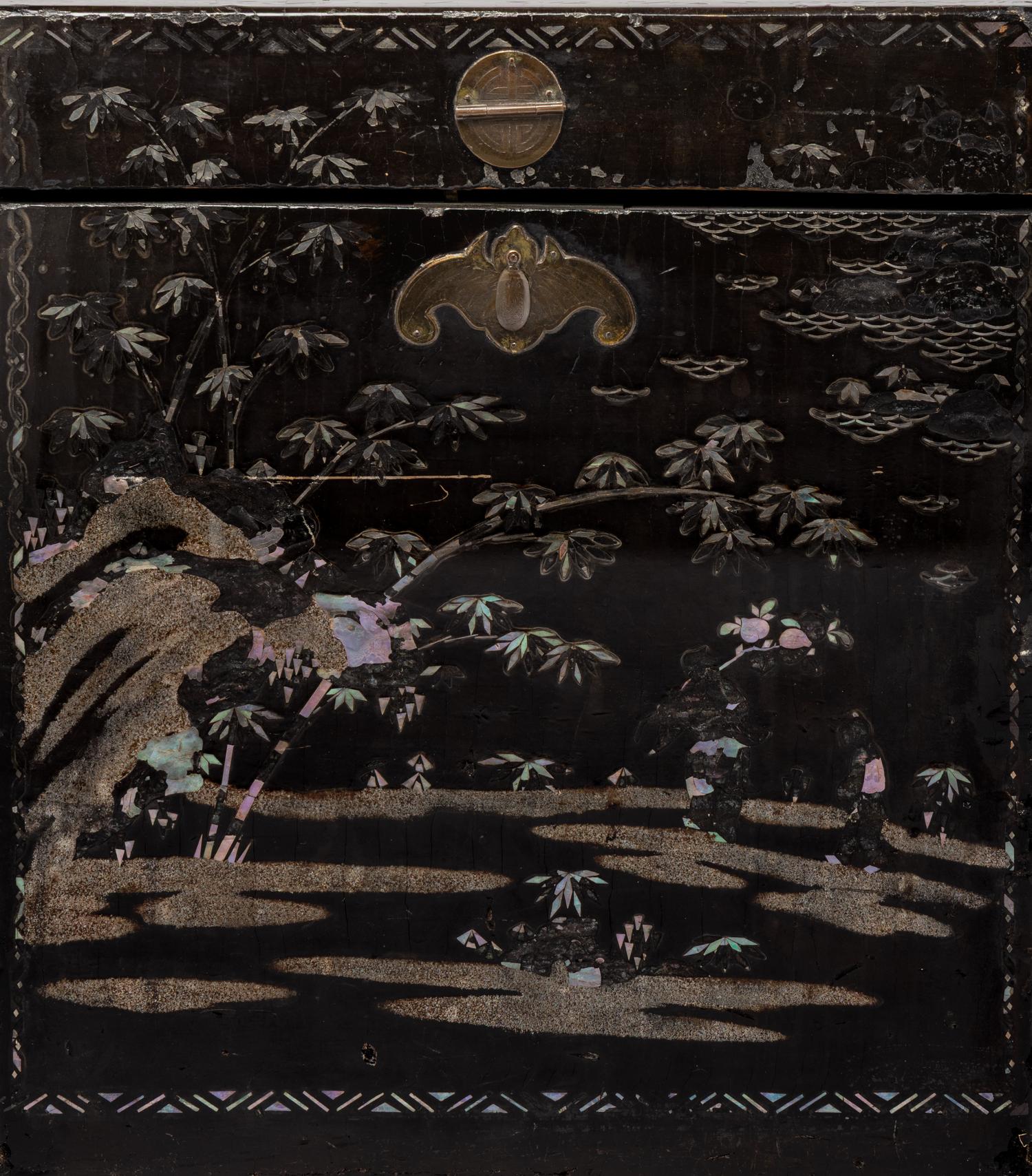 Two Korean Black Lacquer and Abalone-Inlaid Boxes